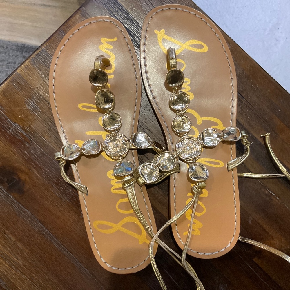 Sam Edelman Deidre Wrap Sandal gold size 8.5 - Picture 5 of 7